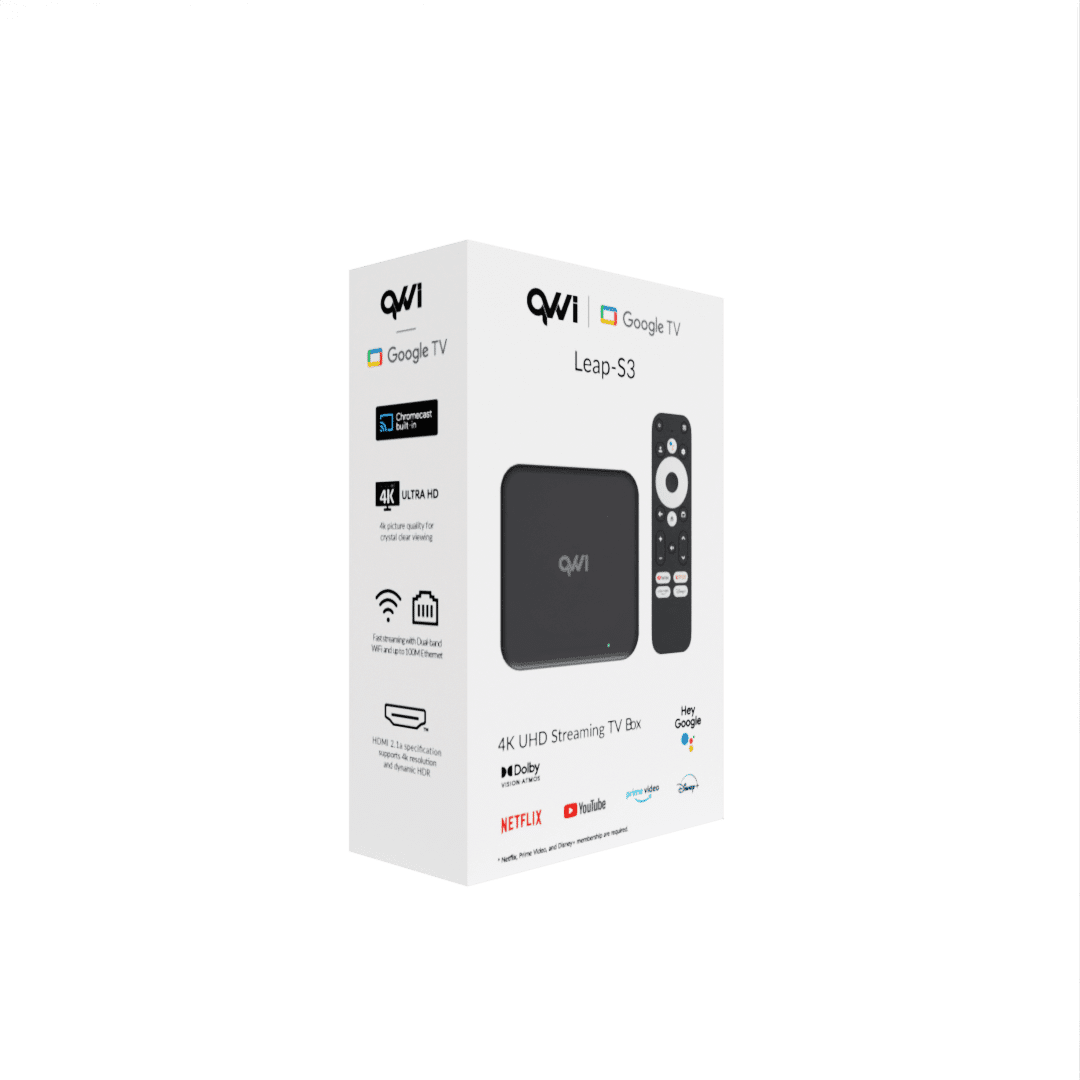 S3 Render Angled-Front QVWi 4K Google Streaming Box Leap-S3 - Image 1